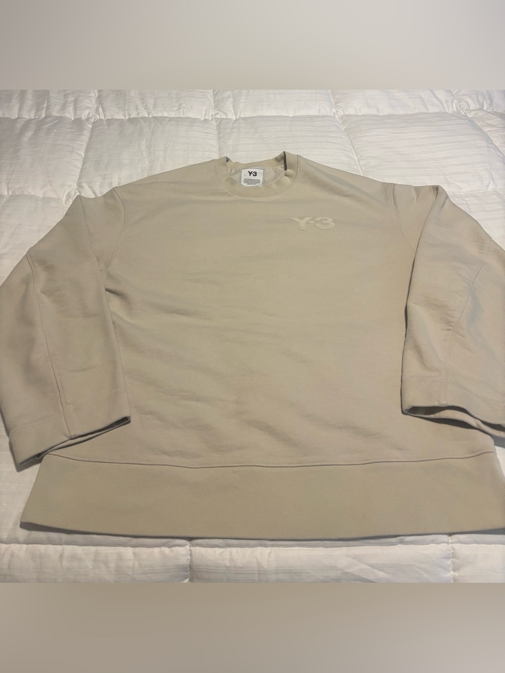 Y-3 Yohji Yamamoto Cream Color Sample Sweatshirt Size Medium Fits Large